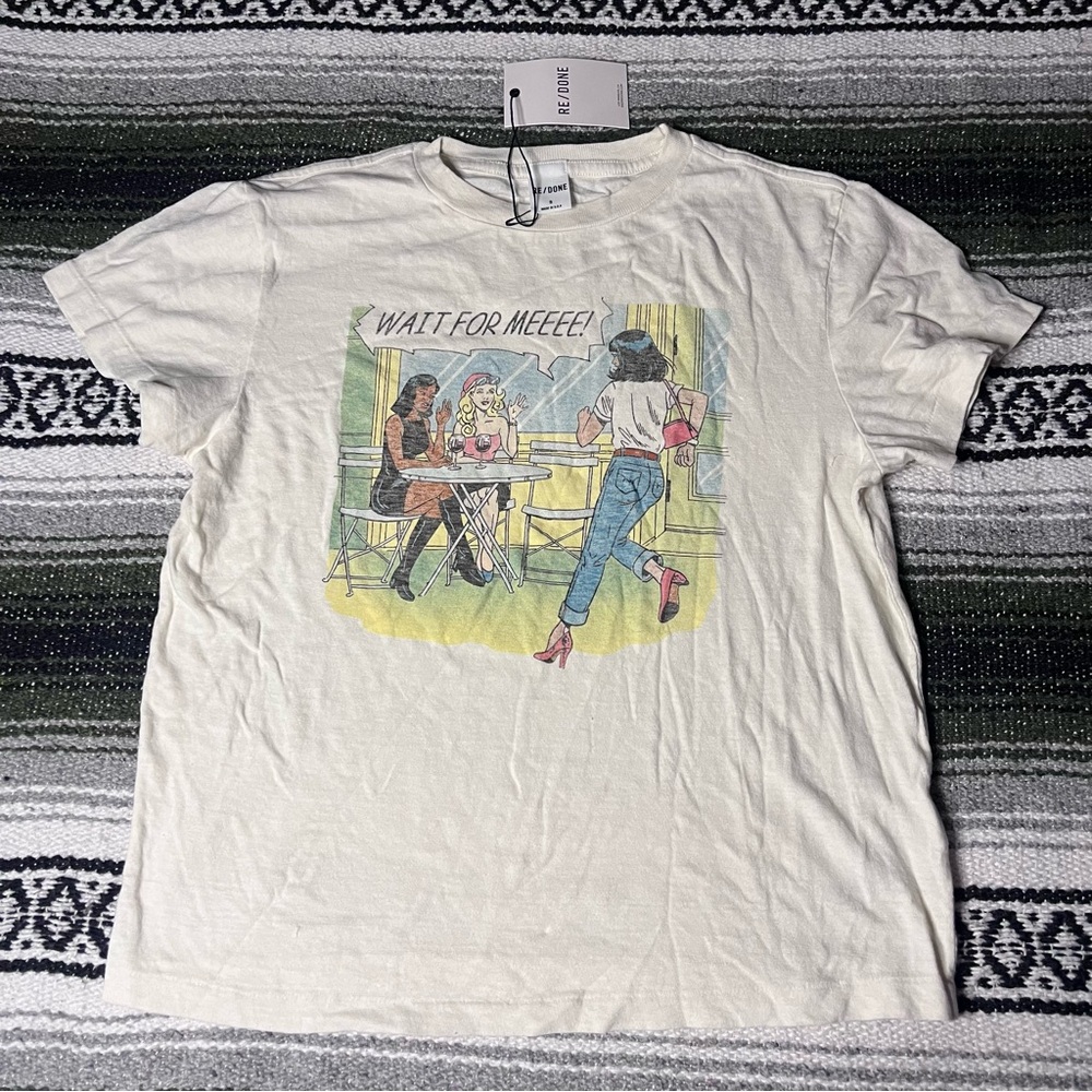New RE/DONE Classic Drinks Tee in Vintage White Size Small - Picture 6 of 8